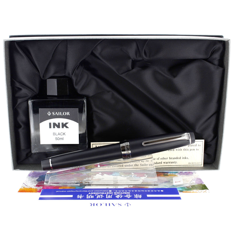 BRAND NEW 2024 SAILOR PRO GEAR IMPERIAL BLACK RUTHENIUM TRIM 21K M NIB FOUNTAIN PEN OFFERED BY ANTIQUE DIGGER