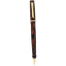 1930S FRENCH MADE MOTTLED RED HARD RUBBER SAFETY PEN W/14K M-BBBBB+ 3.46MM FLEX MUSIC NIB RESTORED OFFERED BY ANTIQUE DIGGER