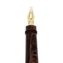 1930S FRENCH MADE MOTTLED RED HARD RUBBER SAFETY PEN W/14K M-BBBBB+ 3.46MM FLEX MUSIC NIB RESTORED OFFERED BY ANTIQUE DIGGER
