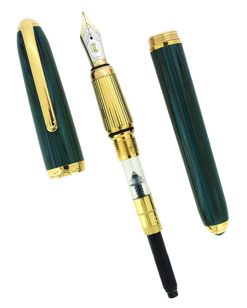 CARTIER DANDY VERDE GREEN EBONITE LIMITED EDITION 870/1847 FOUNTAIN PEN MINT OFFERED BY ANTIQUE DIGGER