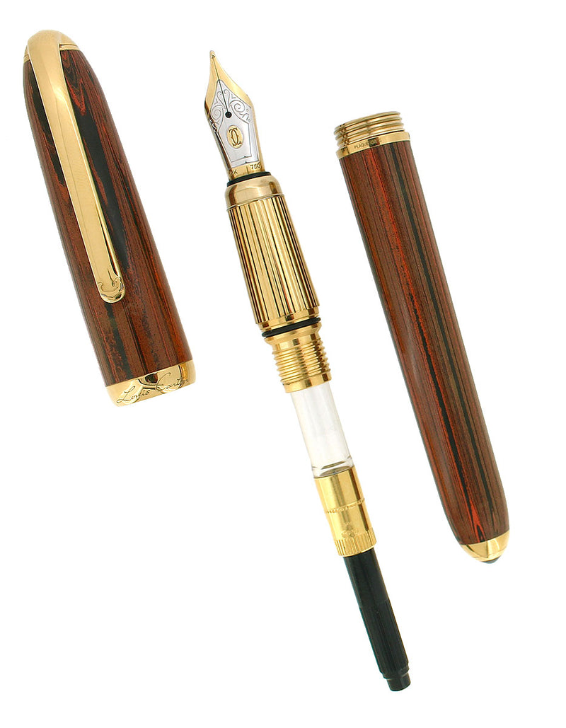 CARTIER DANDY LIMITED EDITION RED WOODGRAIN EBONITE FOUNTAIN PEN NEVER