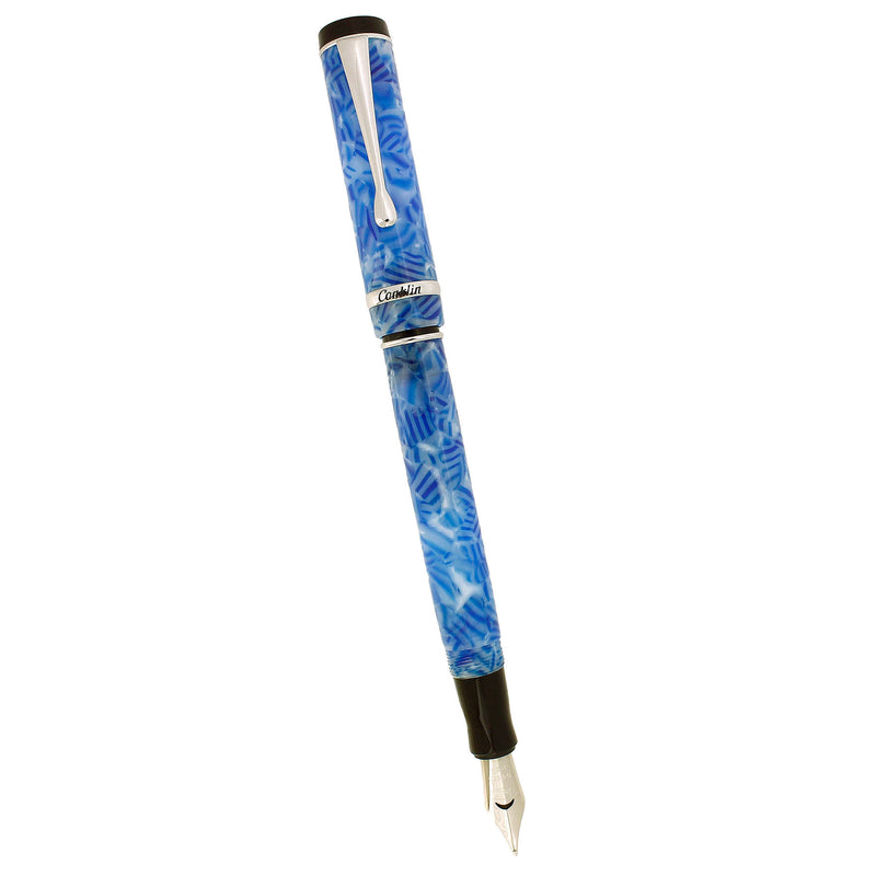 CONKLIN DURAGRAPH ICE BLUE BROAD NIB FOUNTAIN PEN SERVICED OFFERED BY ANTIQUE DIGGER