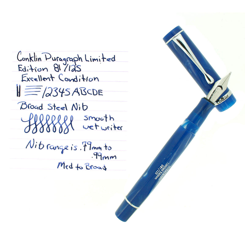 CONKLIN DURAGRAPH  LAPIS LAZULI 81 OF 125 LIMITED EDITION BROAD NIB FOUNTAIN PEN SERVICED