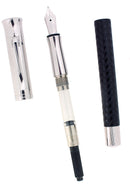 GRAF VON FABER-CASTELL GUILLOCHE BLACK CHEVRON 18K M NIB FOUNTAIN PEN MINT OFFERED BY ANTIQUE DIGGER