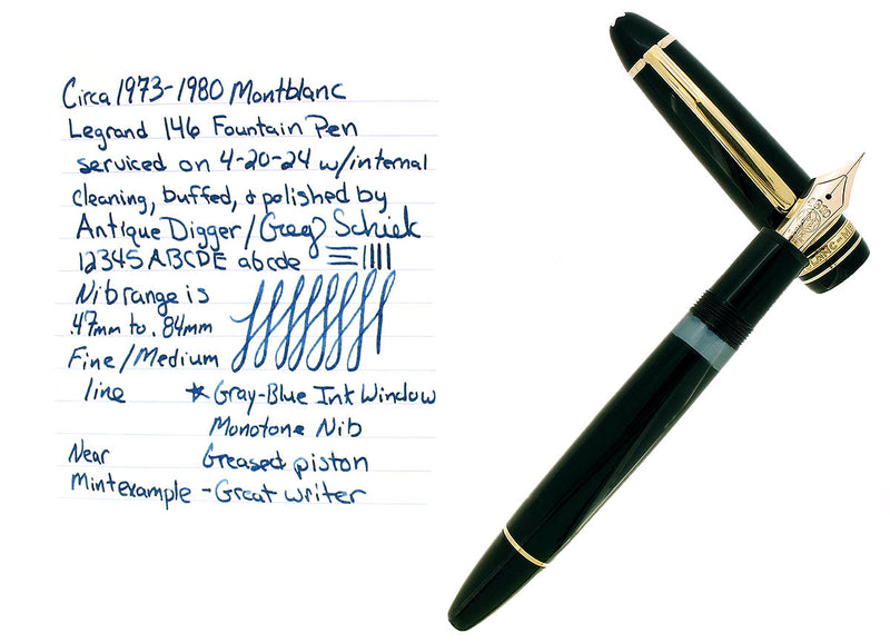 CIRCA 1973-1980 MONTBLANC MEISTERSTUCK N° 146 FOUNTAIN PEN SERVICED OFFERED BY ANTIQUE DIGGER