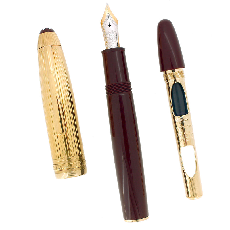C1995 MONTBLANC 147 DOUE STERLING VERMEIL BORDEAUX TRAVELER'S FOUNTAIN PEN NEVER INKED OFFERED BY ANTIQUE DIGGER