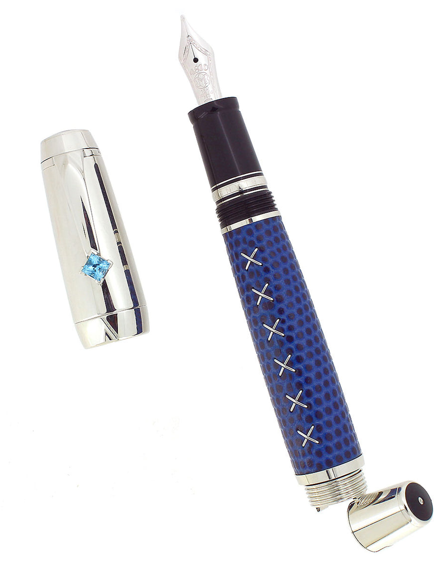 【美品】モンブラン ボエム ブルーダイヤ NEVER INKED 2004 MONTBLANC BOHEME JEWELS TOPAZ SAFETY FOUNTAIN PEN MIN