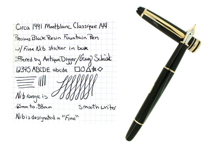 MONTBLANC MEISTERSTUCK CLASSIQUE N°144 STICKERED WITH BOX FOUNTAIN PEN OFFERED BY ANTIQUE DIGGER