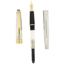 C1992 MONTBLANC MEISTERSTUCK N°144 SOLITAIRE STERLING LINED PATTERN FOUNTAIN W/STERLING DESK BASE OFFERED BY ANTIQUE DIGGER