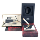 C1992 MONTBLANC MEISTERSTUCK N°144 SOLITAIRE STERLING LINED PATTERN FOUNTAIN W/STERLING DESK BASE OFFERED BY ANTIQUE DIGGER