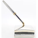 C1992 MONTBLANC MEISTERSTUCK N°144 SOLITAIRE STERLING LINED PATTERN FOUNTAIN W/STERLING DESK BASE OFFERED BY ANTIQUE DIGGER