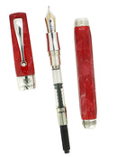 MONTEGRAPPA 1912 SYMPHONY RED CRACKED ICE CELLULOID STERLING TRIM FOUNTAIN PEN NEVER INKED NOS OFFERED BY ANTIQUE DIGGER
