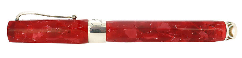MONTEGRAPPA 1912 SYMPHONY RED CRACKED ICE CELLULOID STERLING TRIM FOUNTAIN PEN NEVER INKED NOS OFFERED BY ANTIQUE DIGGER