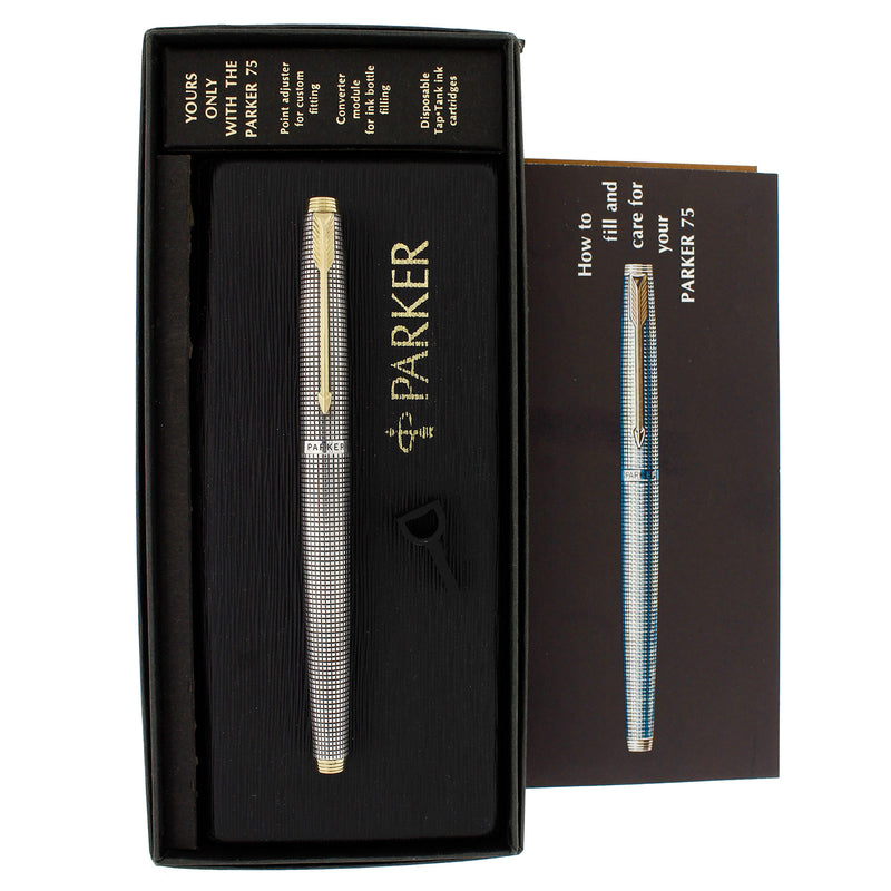 C1970 PARKER 75 STERLING SILVER CROSSHATCH GRID PATTERN