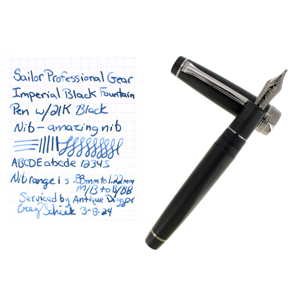 筆記具 SAILOR Professional Gear Black-Velvet SAILOR IMPERIAL BLACK PROFESSIONAL GEAR W/21K ZOOM NIB FOUNTAIN PEN
