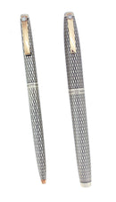 C1972 SHEAFFER STERLING SILVER SOVEREIGN IMPERIAL FOUNTAIN PEN SET W/DIAMOND CLIPS OFFERED BY ANTIQUE DIGGER