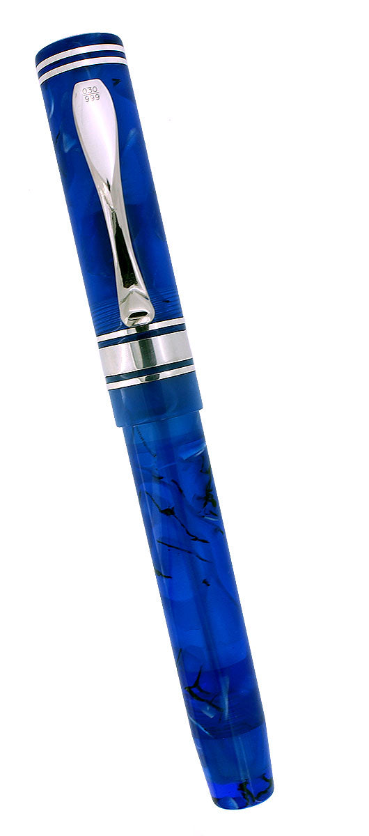 VISCONTI EMPIRE BLUE DEMONSTRATOR STERLING TRIM 18K FINE NIB FOUNTAIN PEN NEVER INKED NOS OFFERED BY ANTIQUE DIGGER