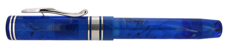 VISCONTI EMPIRE BLUE DEMONSTRATOR STERLING TRIM 18K FINE NIB FOUNTAIN PEN NEVER INKED NOS OFFERED BY ANTIQUE DIGGER