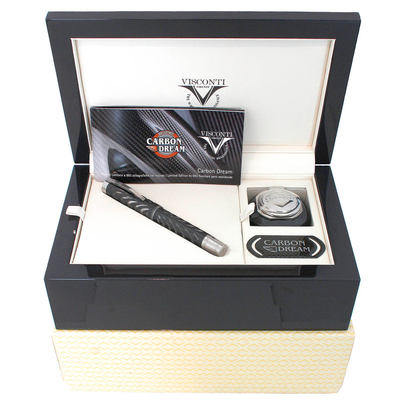 VISCONTI LIMITED EDITION CARBON DREAM RIPPLE FOUNTAIN PEN NEVER INKED W/BOX OFFERED BY ANTIQUE DIGGER