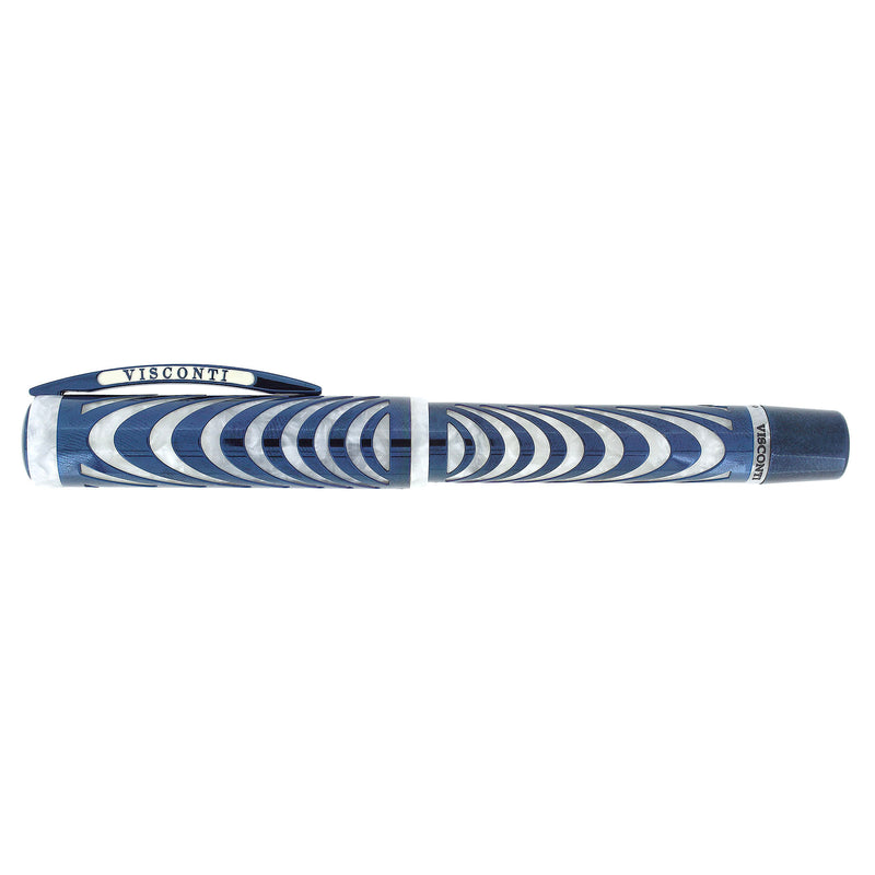 VISCONTI LIMITED EDITION BLUE STERLING RIPPLE FOUNTAIN PEN NEVER INKED W/BOX OFFERED BY ANTIQUE DIGGER