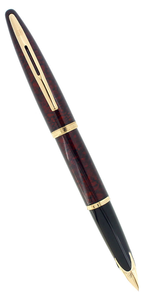 WATERMAN CARENE AMBER SHIMMER 18K FINE NIB FOUNTAIN PEN MINT IN BOX