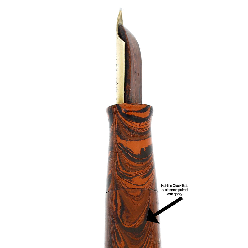 RARE VINTAGE WATERMAN RED MOTTLED GLOBE DESK BASE WITH