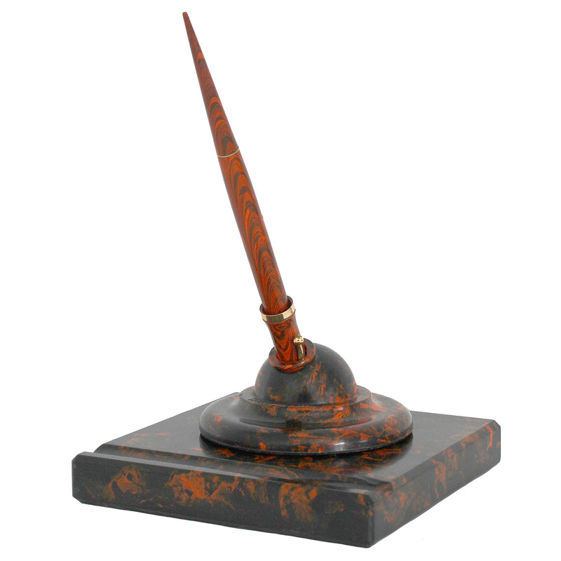 RARE VINTAGE WATERMAN RED MOTTLED GLOBE DESK BASE WITH