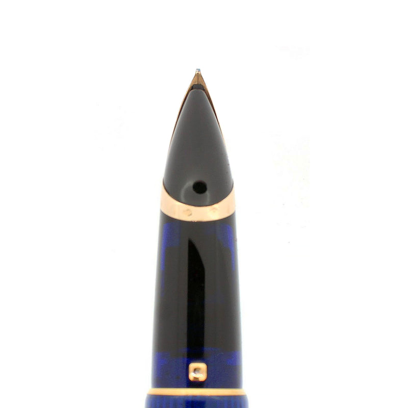 1990S WATERMAN SAPPHIRE BLUE EDSON 18K MED NIB FOUNTAIN PEN W/SAPPHIRE INK CONVERTER OFFERED BY ANTIQUE DIGGER