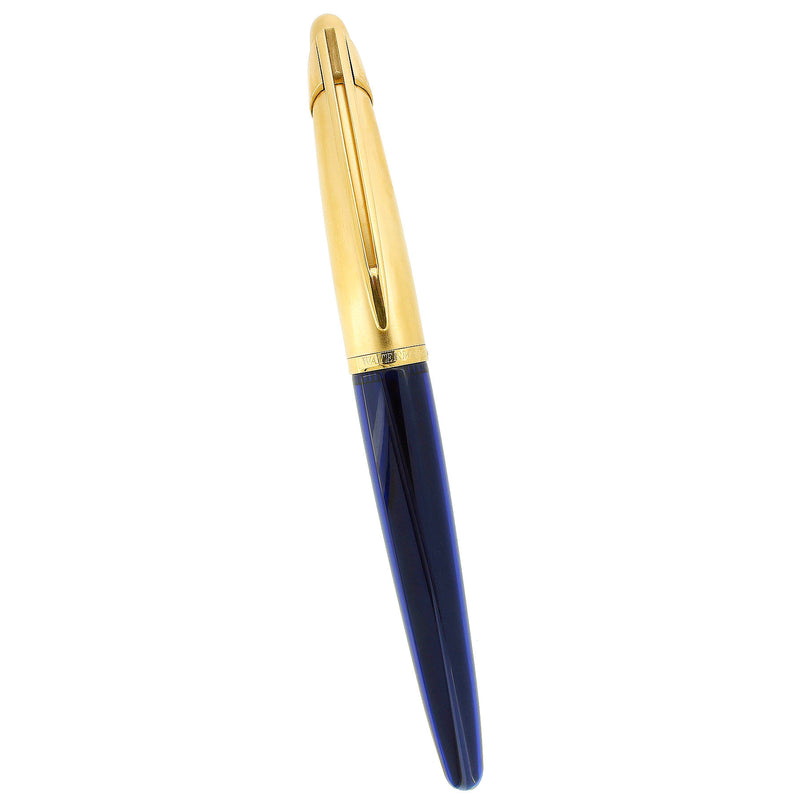 1990S WATERMAN SAPPHIRE BLUE EDSON 18K MED NIB FOUNTAIN PEN W/SAPPHIRE INK CONVERTER OFFERED BY ANTIQUE DIGGER