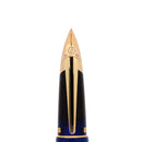1990S WATERMAN SAPPHIRE BLUE EDSON 18K MED NIB FOUNTAIN PEN W/SAPPHIRE INK CONVERTER OFFERED BY ANTIQUE DIGGER