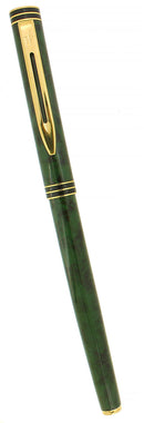 1990S WATERMAN EXCLUSIVE GREEN MOTTLED 18K XF NIB FOUNTAIN PEN OFFERED BY ANTIQUE DIGGER