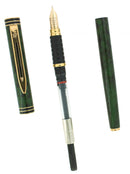 1990S WATERMAN EXCLUSIVE GREEN MOTTLED 18K XF NIB FOUNTAIN PEN OFFERED BY ANTIQUE DIGGER