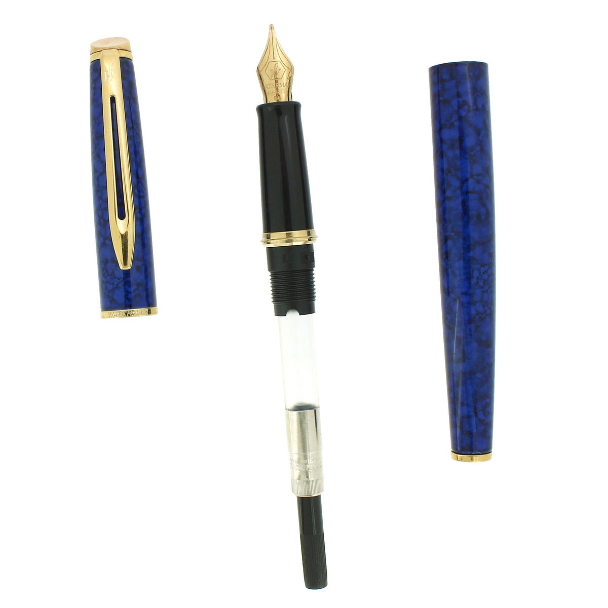 Waterman Hémisphère vulpen | metaal-groene lak met palladium-gecoat detail | roestvrijstalen medium penpunt | Blauwe inkt | geschenkverpakking