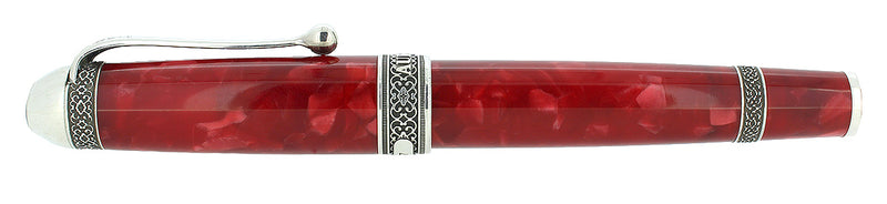 BOXED AURORA 85TH ANNIVERSARY LIMITED EDITION STERLING SILVER & RED MARBLED ROLLERBALL PEN OFFERED BY ANTIQUE DIGGER