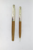 RARE 1945 PARKER 51 EMPIRE CAP YELLOWSTONE FOUNTAIN PEN & PENCIL SET RESTORED