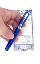 VISCONTI EMPIRE BLUE DEMONSTRATOR STERLING TRIM 18K FINE NIB FOUNTAIN PEN NEVER INKED NOS
