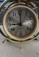 VINTAGE SETH THOMAS SHIPS WHEEL BRASS HELMSMAN 8-DAY CLOCK CHIMES & WORKS