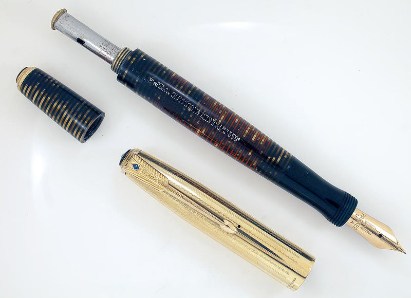 RESTORED 1940 PARKER VACUMATIC IMPERIAL DEBUTANTE DOUBLE JEWELED FOUNTAIN PEN OFFERED BY ANTIQUE DIGGER