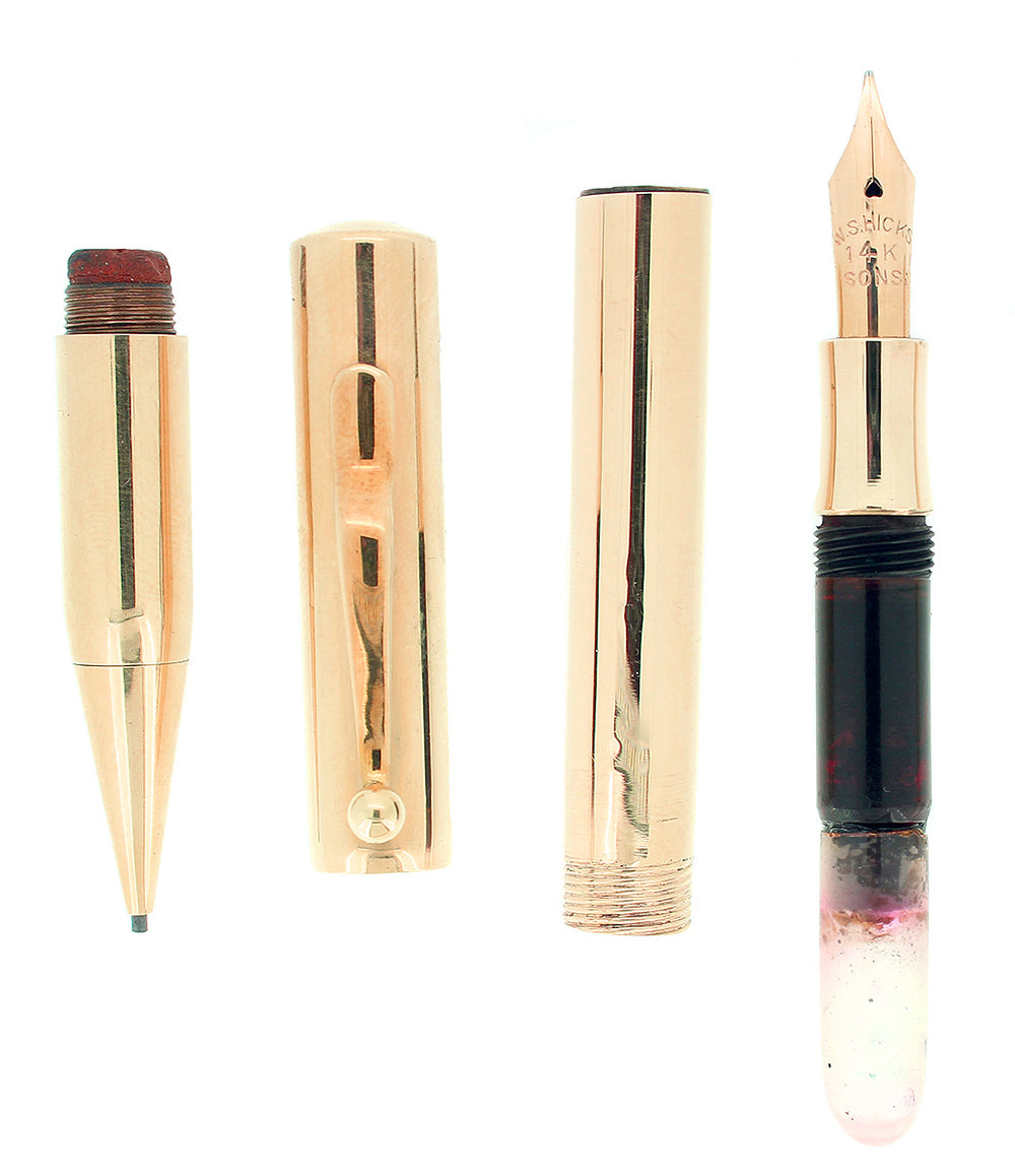 C1920S 14K W.S. HICKS & SONS MADE FOR TIFFANY COMBO FOUNTAIN PEN PENCI