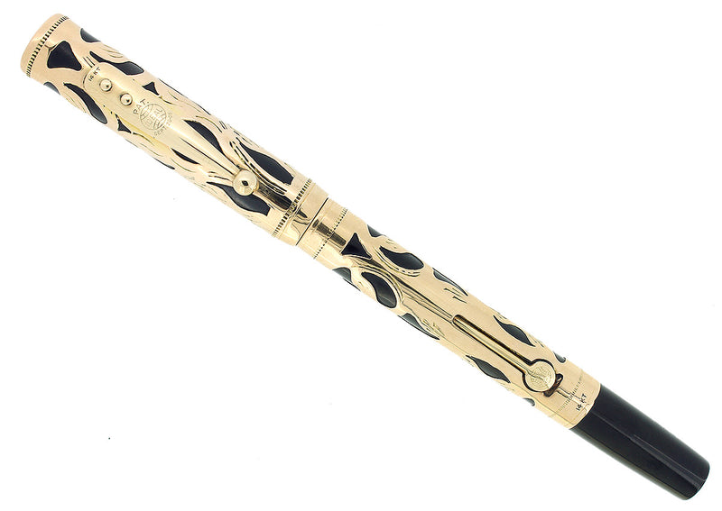 C1923 WATERMAN 552 SOLID 14K GOLD FILIGREE ART NOUVEAU OVERLAY FOUNTAIN PEN RESTORED OFFERED BY ANTIQUE DIGGER