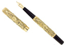 LATE 1800S REPOUSSE GOLD FILLED DIAMOND SNAIL FLORAL PATTERN FOUNTAIN PEN RESTORED OFFERED BY ANTIQUE DIGGER
