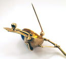 VINTAGE ESTATE 18K GOLD & ENAMELED BIRD BROOCH DESIGNED SIGNED S-MCI OFFERED BY ANTIQUE DIGGER