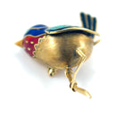 VINTAGE ESTATE 18K GOLD & ENAMELED BIRD BROOCH DESIGNED SIGNED S-MCI OFFERED BY ANTIQUE DIGGER