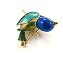 VINTAGE ESTATE 18K GOLD & ENAMELED BIRD BROOCH DESIGNED SIGNED S-MCI OFFERED BY ANTIQUE DIGGER