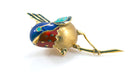 VINTAGE ESTATE 18K GOLD & ENAMELED BIRD BROOCH DESIGNED SIGNED S-MCI OFFERED BY ANTIQUE DIGGER
