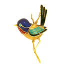VINTAGE ESTATE 18K GOLD & ENAMELED BIRD BROOCH DESIGNED SIGNED S-MCI OFFERED BY ANTIQUE DIGGER