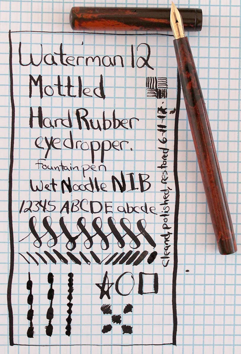 CIRCA 1915 WATERMAN #12 RED MOTTLED INK DROPPER FOUNTAIN PEN WITH XF to ...