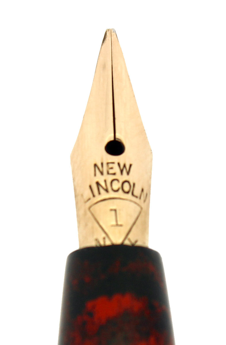 C1903 NEW LINCOLN MOTTLED HARD RUBBER FOUNTAIN PEN M-BBB 2.27 FLEX NIB RESTORED OFFERED BY ANTIQUE DIGGER