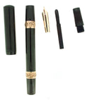 EARLY 1900S EAGLE PENCIL CO STRAIGHT CAP BLACK HARD RUBBER FOUNTAIN PEN RESTORED OFFERED BY ANTIQUE DIGGER