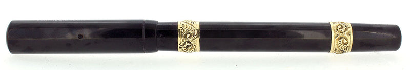 EARLY 1900S EAGLE PENCIL CO STRAIGHT CAP BLACK HARD RUBBER FOUNTAIN PEN RESTORED OFFERED BY ANTIQUE DIGGER